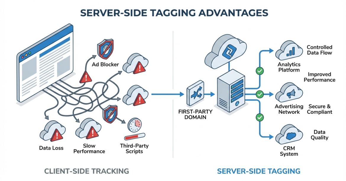 Server-Side Tagging Vorteile im Vergleich zu Client-Side Tracking