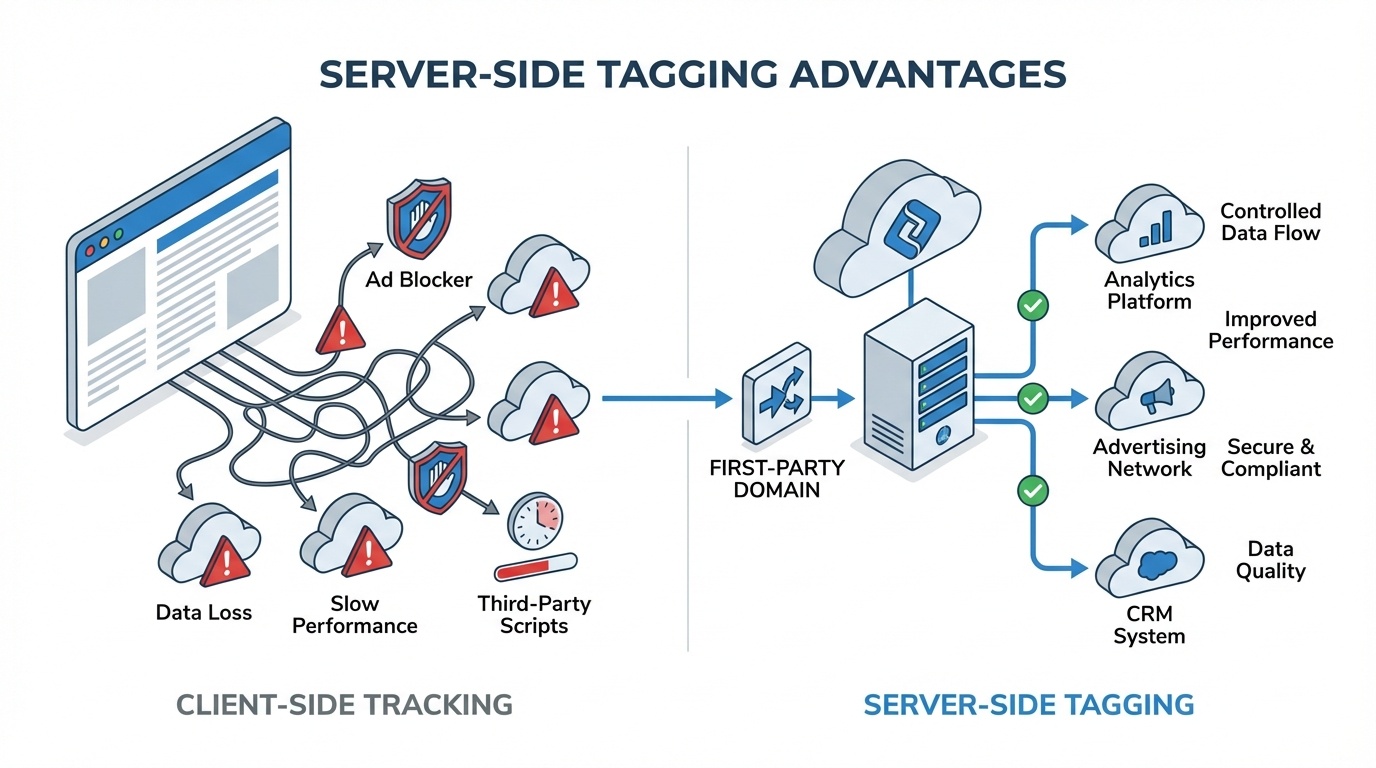 Server-Side Tagging Vorteile im Vergleich zu Client-Side Tracking